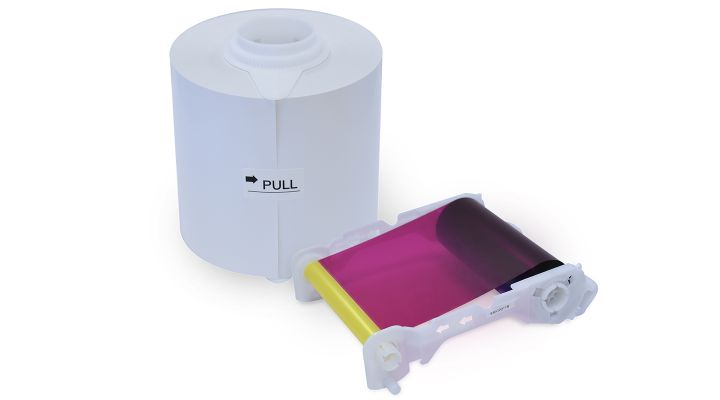 Ink cartridges for a dye-sublimation printer.